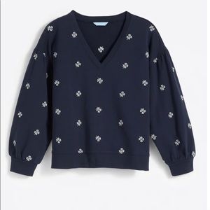 DRAPER JAMES Bobbie Sweatshirt in Navy Embroidered Viola